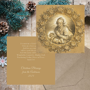 Cartes Pour Fêtes Annuelles Gold Religieux Christian Noël Nativité Scène
