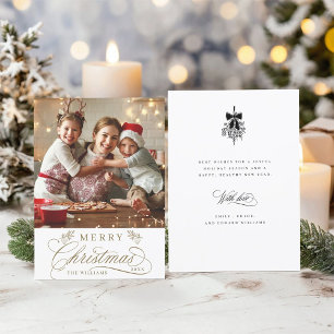 Cartes Pour Fêtes Annuelles Gold Romantique Calligraphie Noël