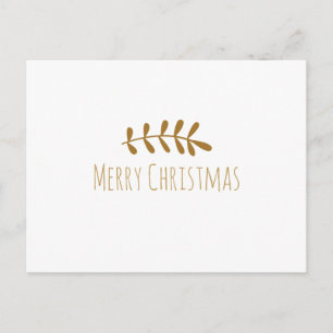 Cartes Pour Fêtes Annuelles Gold Rustic Leaf Élégant Blanc Simple Moderne
