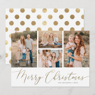 Cartes Pour Fêtes Annuelles Gold Script 4 Photos Joyeux appartement de Noël 