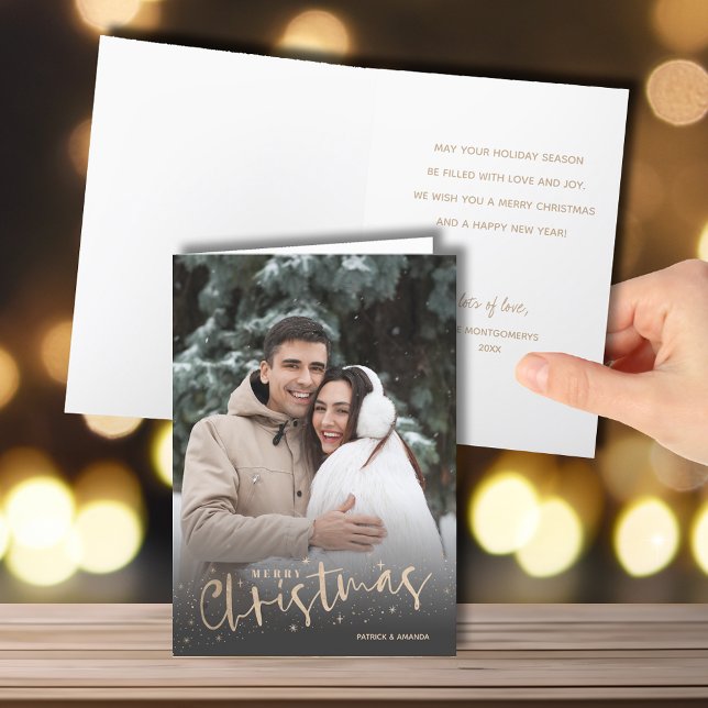 Cartes Pour Fêtes Annuelles Gold Script Joyeuse photo de Noël (Gold Script Merry Christmas Photo Holiday Cards - INSTANT DOWNLOAD and/or PRINTED or both!)