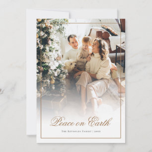 Cartes Pour Fêtes Annuelles Gold Script Paix sur Terre Noël Photo