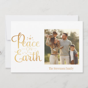 Cartes Pour Fêtes Annuelles Gold Script Photo Holiday Green Elegant Christmas