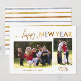 Cartes Pour Fêtes Annuelles Gold Silver Bronze Joyeux Nouvel An 2 photos