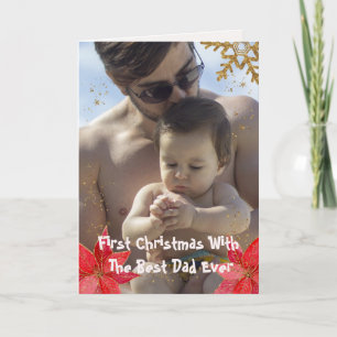 Cartes Pour Fêtes Annuelles Gold Spark Tree Star 1Noël Meilleur papa Photo