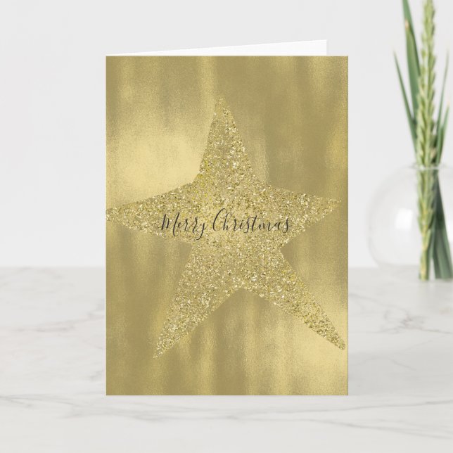 Cartes Pour Fêtes Annuelles Gold Sparkly Star (Devant)