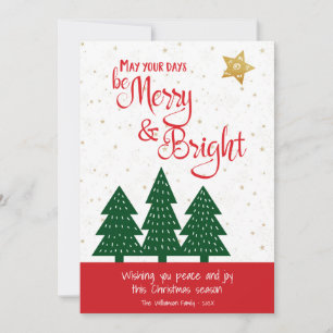 Cartes Pour Fêtes Annuelles Gold Star Green Tree Be Joyeux Script lumineux Sim