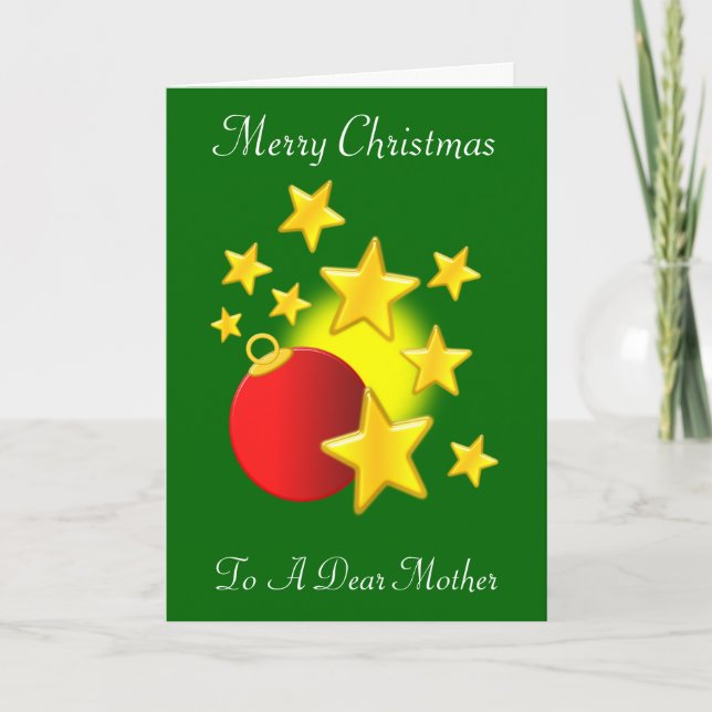 Cartes Pour Fêtes Annuelles Gold Stars Bauble Mère Noël (Devant)