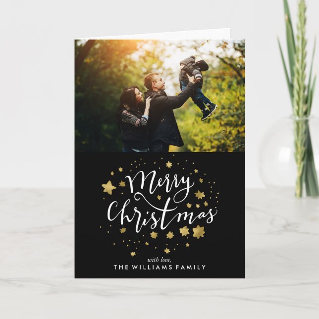Cartes Pour Fêtes Annuelles Gold Stars "Joyeux Noël" (Devant)