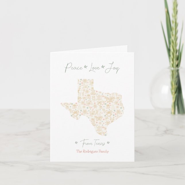 Cartes Pour Fêtes Annuelles Gold Texas Christmas Line Art Patterned (Devant)