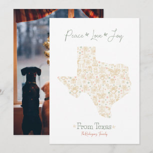 Cartes Pour Fêtes Annuelles Gold Texas Christmas Line Art Patterned