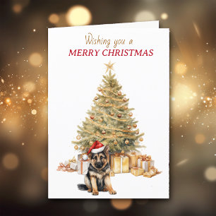 Cartes Pour Fêtes Annuelles Gold Tree Berger allemand Puppy Christmas Card