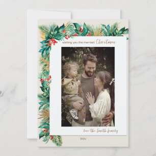 Cartes Pour Fêtes Annuelles Gold Watercolor Succursales Christmas Holiday Card