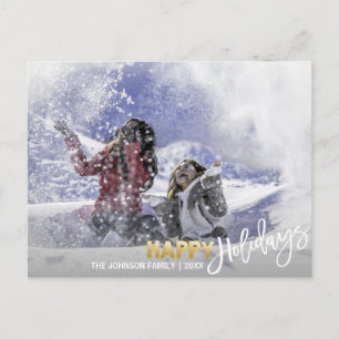 Cartes Pour Fêtes Annuelles Gold White Joyeux Snowflakes ajouter PHOTO