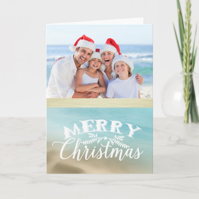 Cartes Pour Fêtes Annuelles Golden Beaches Tropical Photo Christmas Card (Devant)