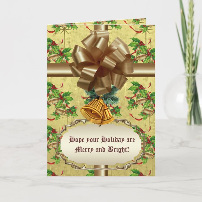Cartes Pour Fêtes Annuelles Golden Christmas Bells (Devant)
