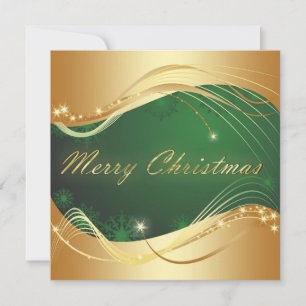 Cartes Pour Fêtes Annuelles Golden Christmas motive with green background