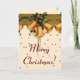 Cartes Pour Fêtes Annuelles Golden Holly Bells