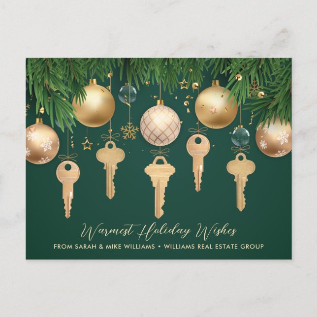 Cartes Pour Fêtes Annuelles Golden Keys Real Estate Christmas Card (Devant)