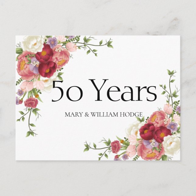 Cartes Pour Fêtes Annuelles "Golden Memories : Celebrating 50 Years of Love" (Devant)