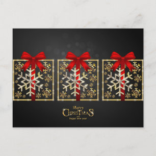 Cartes Pour Fêtes Annuelles Golden n Red Boîte cadeau Snowflakes Joyeux Noël