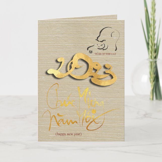 Cartes Pour Fêtes Annuelles Golden Paper-cut Vietnamese Cat Année 2023 GC (Devant)