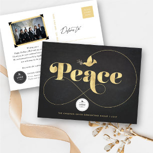 Cartes Pour Fêtes Annuelles Golden Peace & Dove Stylo Typographie Business