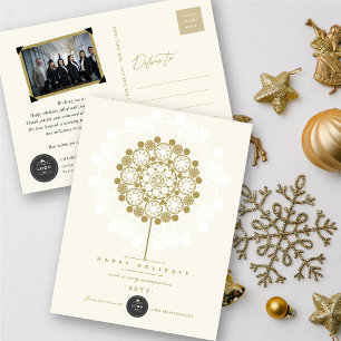 Cartes Pour Fêtes Annuelles Golden Prosperous Bloom Your Business Logo Élégant