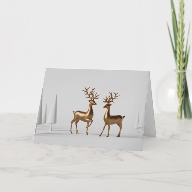 Cartes Pour Fêtes Annuelles Golden Reindee moderne (Devant)
