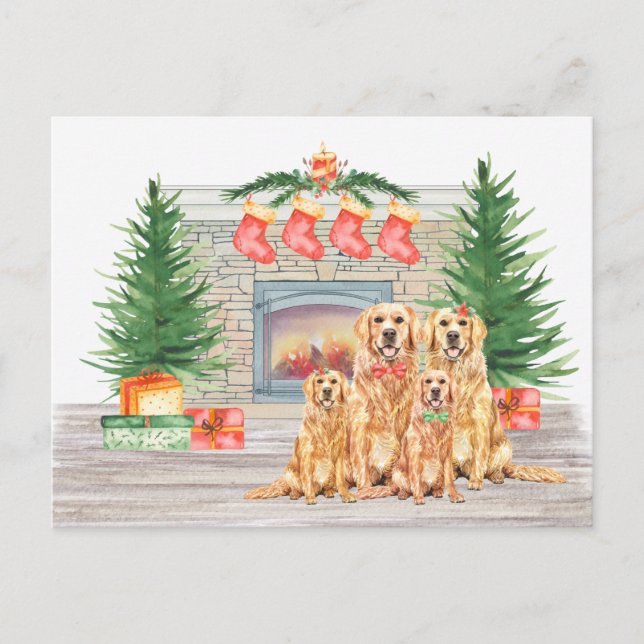 Cartes Pour Fêtes Annuelles Golden Retriever Amoureux des chiens Christmas (Devant)