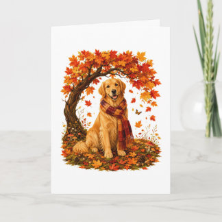 Cartes Pour Fêtes Annuelles Golden Retriever Automne Cosy Thanksgiving