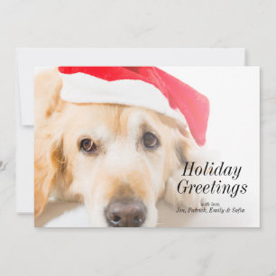 Cartes Pour Fêtes Annuelles Golden retriever avec le casquette de Noël