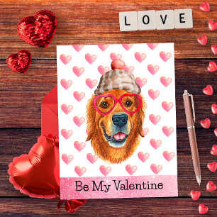 Cartes Pour Fêtes Annuelles Golden Retriever Be My Valentine Dog Valentine's