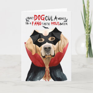Cartes Pour Fêtes Annuelles Golden Retriever Chien drôle nombre DOGcula Hallow