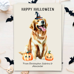 Cartes Pour Fêtes Annuelles Golden Retriever Chien Halloween heureux