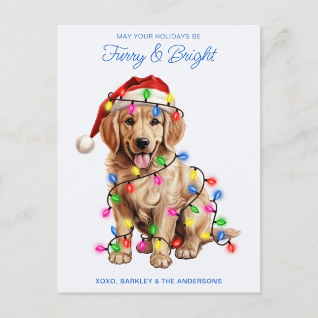 Cartes Pour Fêtes Annuelles Golden Retriever Chien Personnalisé Furie et brill (Devant)