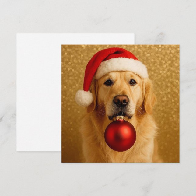 Cartes Pour Fêtes Annuelles Golden Retriever Christmas Card. (Devant / Derrière)