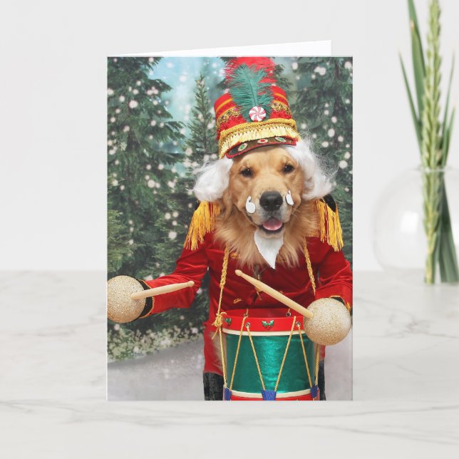 Cartes Pour Fêtes Annuelles Golden Retriever Christmas Holiday Drummer Boy (Devant)