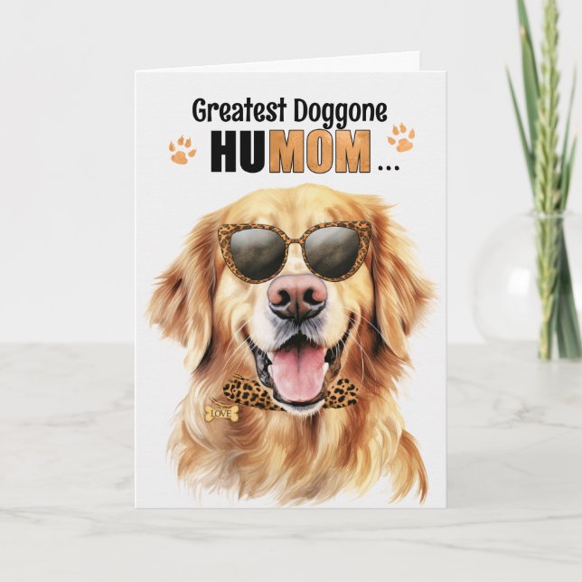 Cartes Pour Fêtes Annuelles Golden Retriever Dog Greatest HuMOM Fête des Mères (Devant)