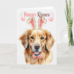 Cartes Pour Fêtes Annuelles Golden Retriever Dog in Bunny Ears pour Pâques
