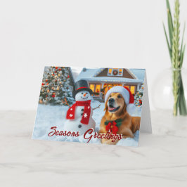 Cartes Pour Fêtes Annuelles Golden Retriever Frosty Christmas Card