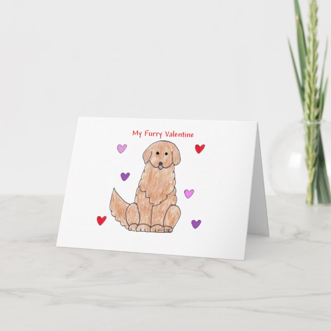 Cartes Pour Fêtes Annuelles Golden Retriever Furry Valentine (Devant)