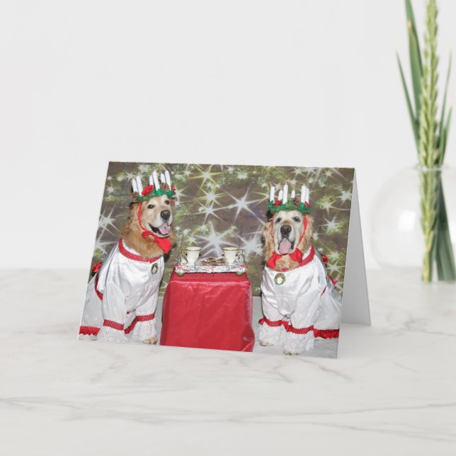 Cartes Pour Fêtes Annuelles Golden Retriever Handlelight Crown (Devant)