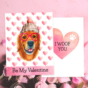 Cartes Pour Fêtes Annuelles Golden Retriever I Woof You Dog Valentine's Day