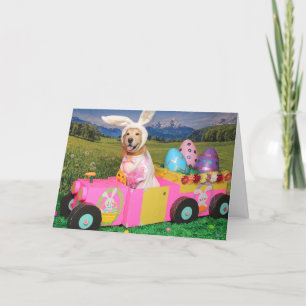 Cartes Pour Fêtes Annuelles Golden Retriever Lapin de Pâques Livraison amusant