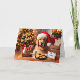 Cartes Pour Fêtes Annuelles Golden Retriever Licking Lips pour Noël Cookie
