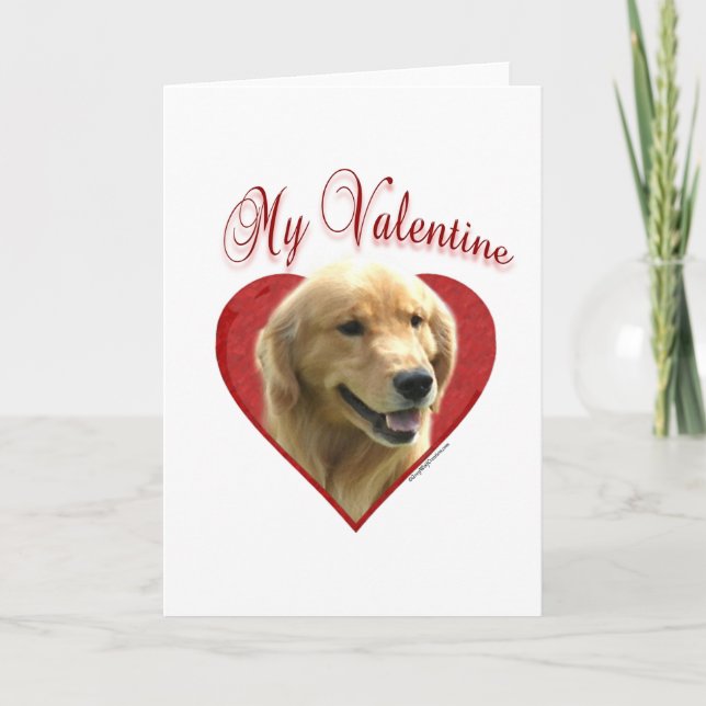 Cartes Pour Fêtes Annuelles Golden retriever mon Valentine (Devant)