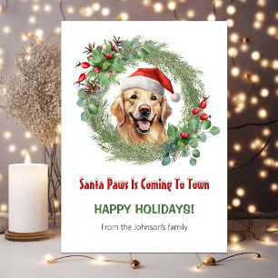 Cartes Pour Fêtes Annuelles Golden Retriever Père Noël Cute Drôle Noël