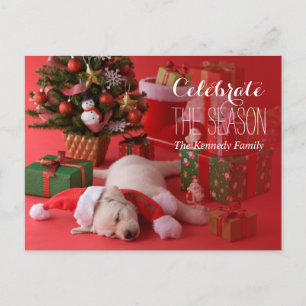 Cartes Pour Fêtes Annuelles Golden Retriever Puppy et Noël