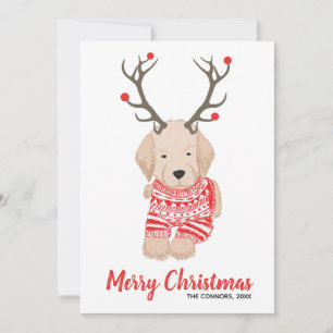 Cartes Pour Fêtes Annuelles Golden Retriever Puppy Sweat de Noël Antlers